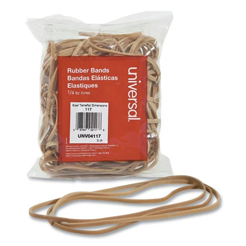 Universal UNV04117 0.06 In. Gauge Size 117 Rubber Bands - Beige (50/Pack)