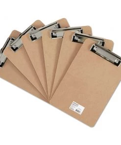 Universal UNV05561 1/2 In. Capacity 6 In. X 9 In. Hardboard Clipboard With Low-Profile Clip - Brown (6/Pack)