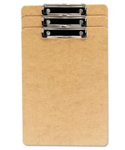 Universal UNV05563 1/2 In. Capacity 8-1/2 In. X 14 In. Hardboard Clipboard - Brown (3/Pack)