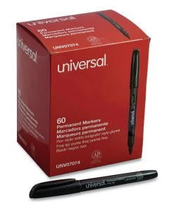 Universal UNV07074 Fine Bullet Tip, Pen-Style Permanent Marker Value Pack - Black (60/Pack)