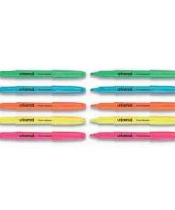 Universal UNV08857 Chisel Tip Assorted Color Pocket Highlighters (12/Set)