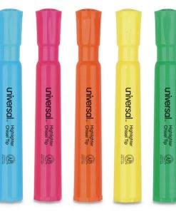Universal UNV08860 Chisel Tip Assorted Color Desk Highlighters (5/Set)