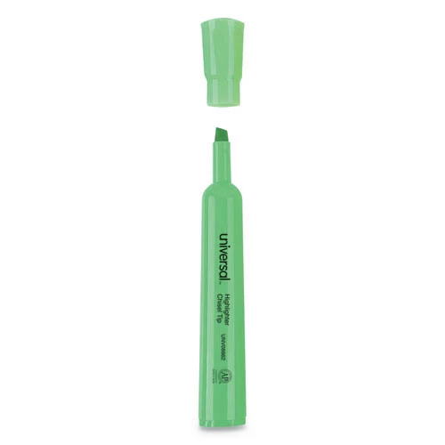 Universal UNV08862 Chisel Tip Fluorescent Green Ink Green Barrel Desk Highlighters (1 Dozen) - Image 2