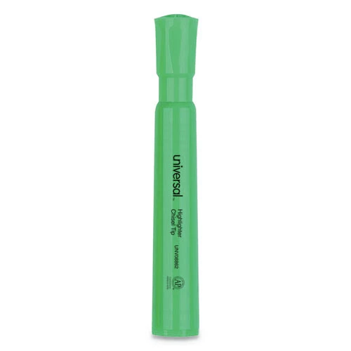 Universal UNV08862 Chisel Tip Fluorescent Green Ink Green Barrel Desk Highlighters (1 Dozen) - Image 3
