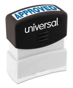 Universal UNV10043 Pre-Inked One-Color Approved Message Stamp - Blue
