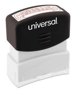 Universal UNV10045 Pre-Inked One-Color CANCELLED Message Stamp - Red