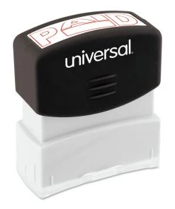 Universal UNV10062 Pre-Inked One-Color PAID Message Stamp - Red