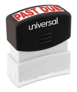 Universal UNV10063 PAST DUE Pre-Inked One-Color, Message Stamp - Red