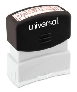 Universal UNV10065 POSTED Pre-Inked One-Color Message Stamp - Red