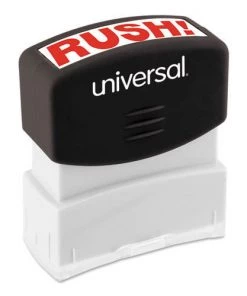 Universal UNV10069 Pre-Inked RUSH Message Stamp - Red