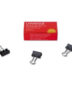 Universal UNV10199 Mini Binder Clips - Black/Silver (1 Dozen)