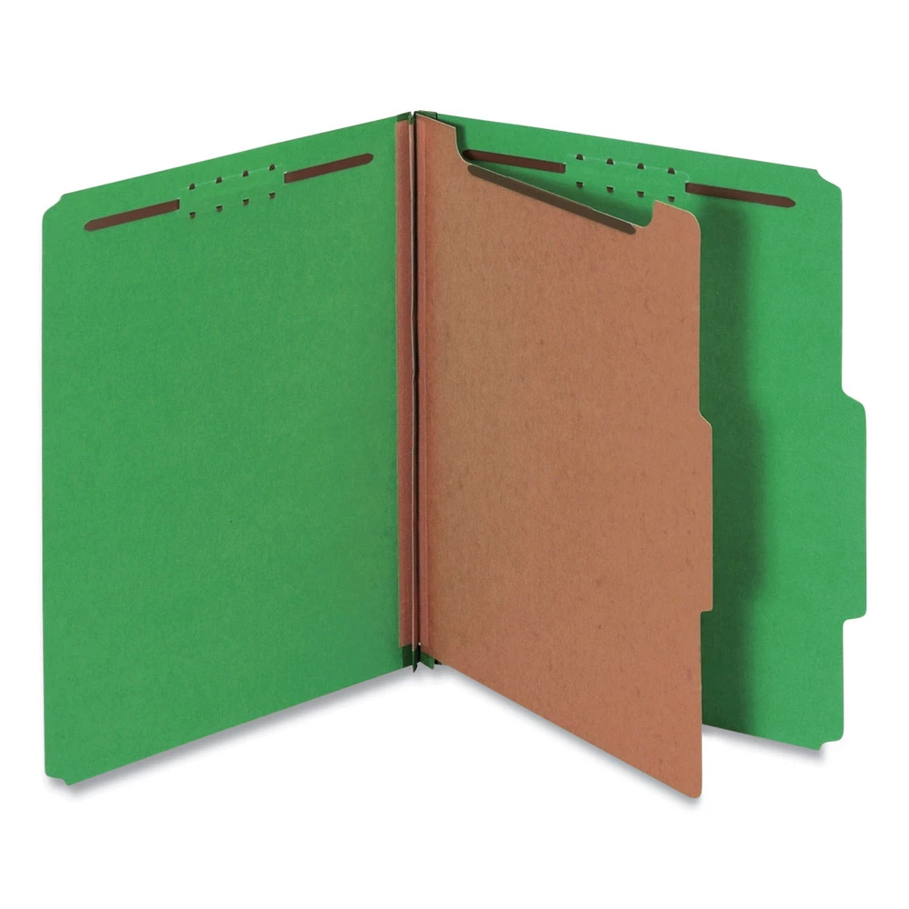 Universal UNV10202 Letter Size 1 Divider Bright Colored Pressboard Classification Folders - Emerald Green (10/Box)
