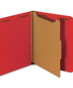 Universal UNV10203 Letter Size 1 Divider Bright Colored Pressboard Classification Folders - Ruby Red (10/Box)