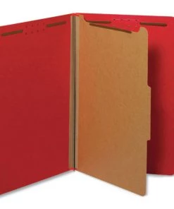 Universal UNV10213 Legal Size 1 Divider Bright Colored Pressboard Classification Folders - Ruby Red (10/Box)