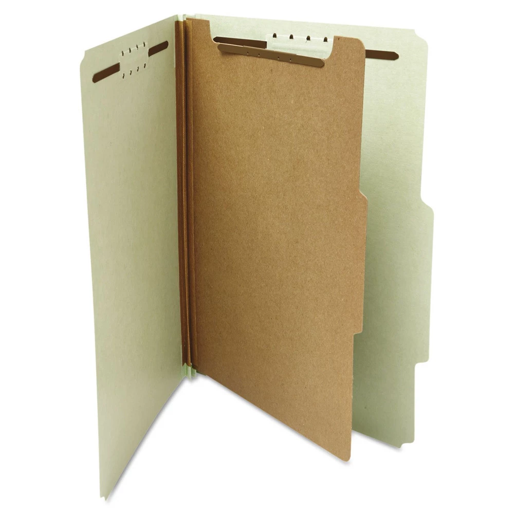 Universal UNV10253 Letter Size 1 Divider 4-Section Pressboard Classification Folder - Gray-Green (10/Box) - Image 3