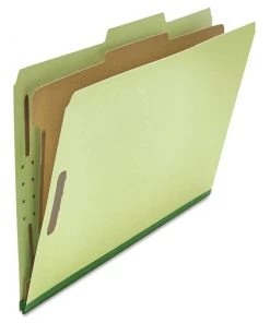 Universal UNV10261 Legal Size 1 Divider 4-Section Pressboard Classification Folder - Green (10/Box)