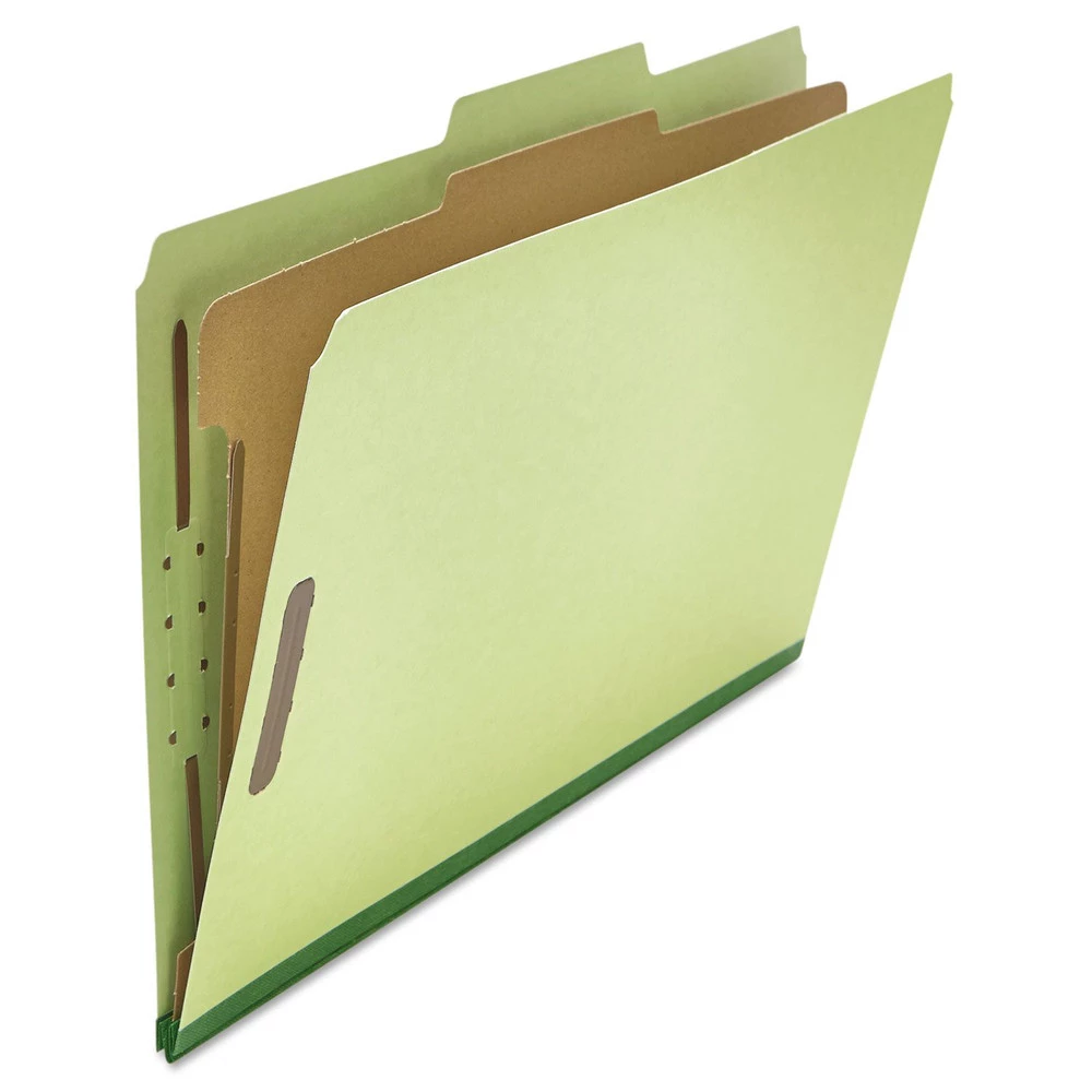 Universal UNV10261 Legal Size 1 Divider 4-Section Pressboard Classification Folder - Green (10/Box)