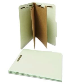 Universal UNV10273 6-Section 2-Divider Letter Size Pressboard Classification Folders - Gray/Green (10/Box)