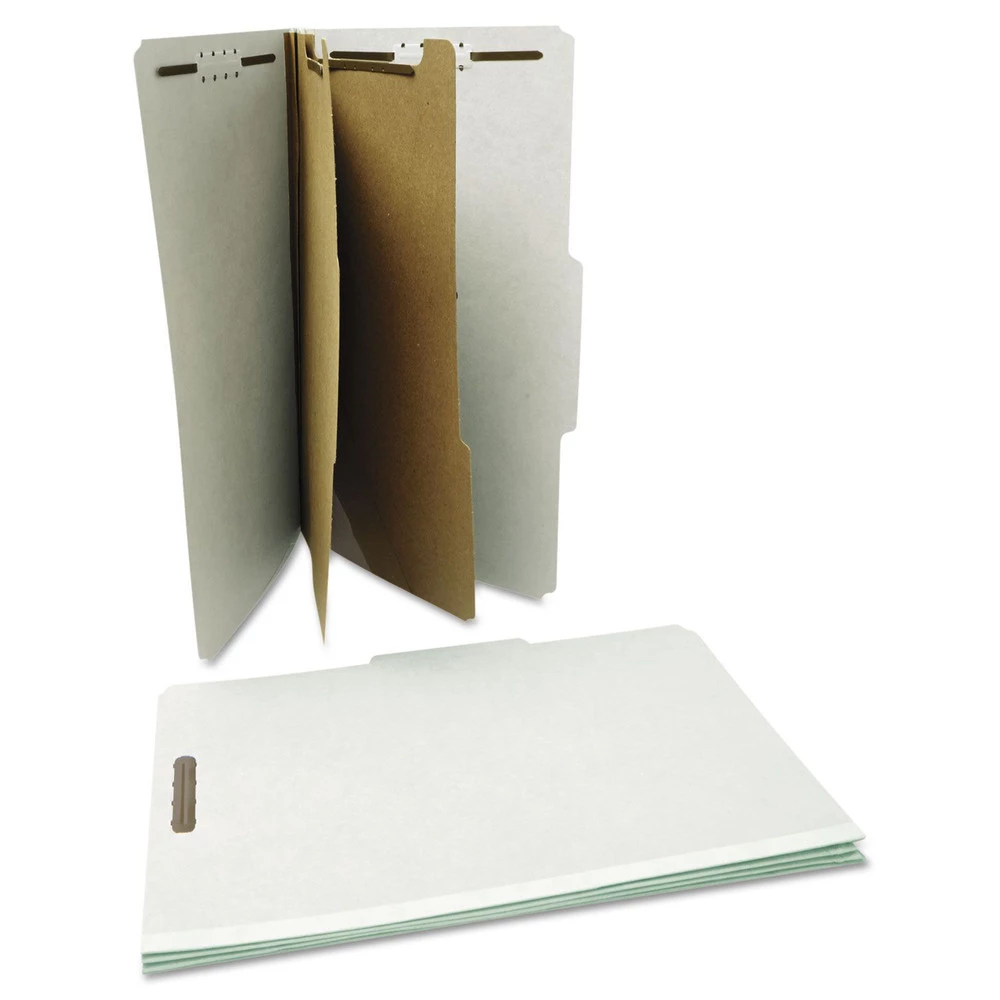 Universal UNV10282 Legal Size Six-Section 2 Dividers Pressboard Classification Folders - Gray (10/Box) - Image 2