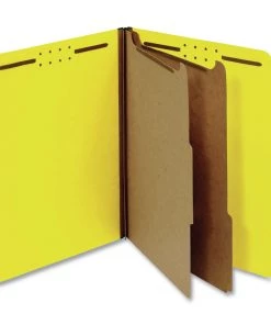 Universal UNV10304 Letter Size 2 Divider Bright Colored Pressboard Classification Folders - Yellow (10/Box)
