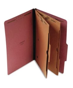 Universal UNV10326 2 Dividers, Six-Section Classification Folder With Pockets - Legal Size, Red (10/Box)