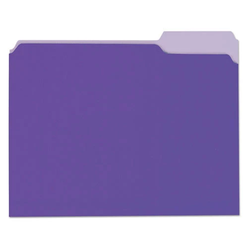 Universal UNV10505 Deluxe Colored Top 1/3-Cut Tabs Letter Size File Folders - Violet/Light Violet (100/Box)