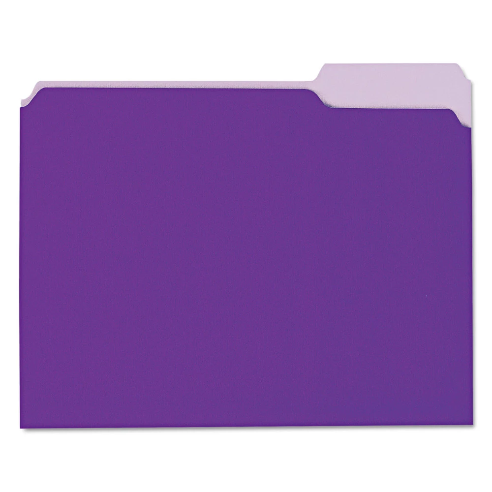 Universal UNV12305 1/3-Cut Tabs, Interior File Folders - Letter Size, Violet (100/Box)