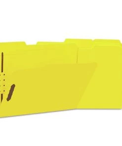 Universal UNV13524 1/3 Cut Tab Letter Size Deluxe Reinforced Top Tab Folders With Two Fasteners - Yellow (50/Box)