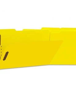 Universal UNV13528 1/3 Cut Tab Legal Size Deluxe Reinforced Top Tab Folders With Two Fasteners - Yellow (50/Box)