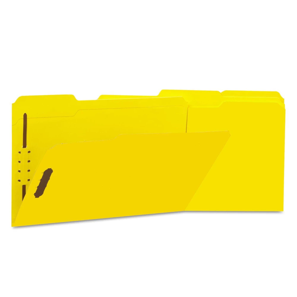 Universal UNV13528 1/3 Cut Tab Legal Size Deluxe Reinforced Top Tab Folders With Two Fasteners - Yellow (50/Box)