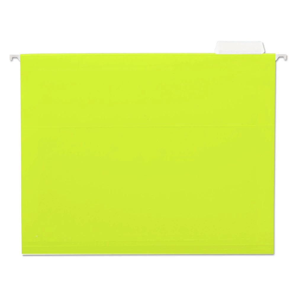 Universal UNV14119EE Deluxe Bright Color Letter Size 1/5-Cut Tab Hanging File Folders - Yellow (25/Box)