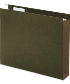 Universal UNV14142 1/5-Cut Tab Letter Size Box Bottom Hanging File Folders - Standard Green (25/Box)