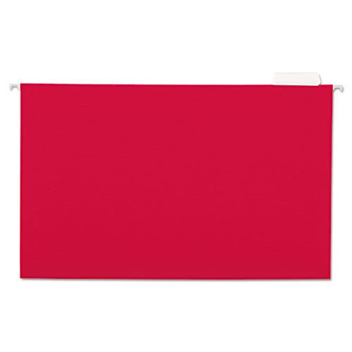 Universal UNV14218 1/5 Cut Tab Legal Size Deluxe Color Hanging File Folders - Red (25/Box)