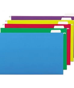 Universal UNV14221EE 1/5-Cut Tab, Deluxe Bright Color Hanging File Folders - Legal Size, Assorted Colors (25/Box)