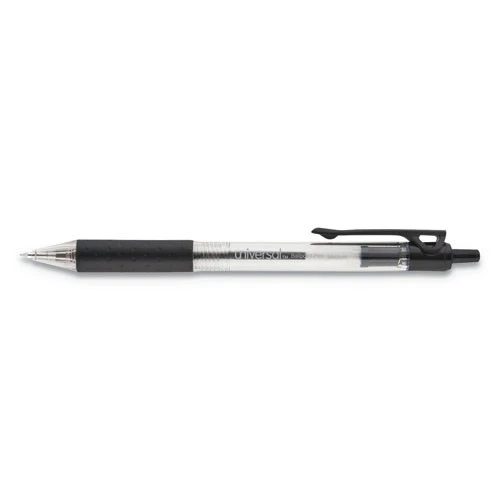 Universal UNV15533 Medium 1 Mm Black Ink Comfort Grip Retractable Ballpoint Pens (48/Pack)