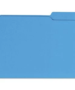 Universal UNV16161 Reinforced 1/3-Cut Top-Tab Letter Size File Folders - Blue (100/Box)