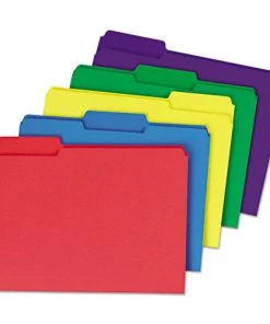 Universal UNV16466 Deluxe Heavyweight 1/3-Cut Tabs Letter Size File Folders - Assorted (50-Piece/Box)