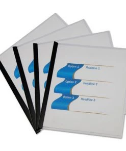 Universal UNV20560 20 Sheets, Clear View Report Cover With Slide-on Binder Bar - Black (25/Pack)