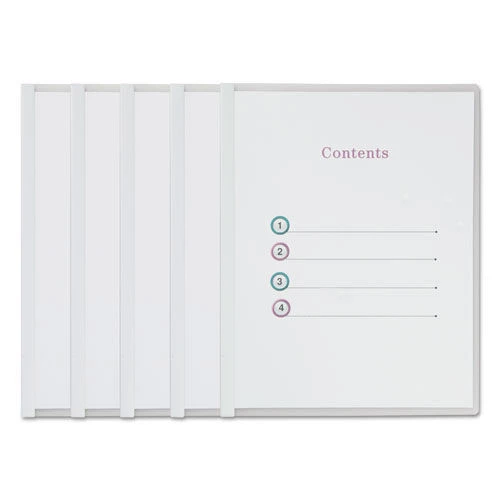 Universal UNV20564 20 Sheets, Clear View Report Cover With Slide-on Binder Bar - White (25/Pack) - Image 2