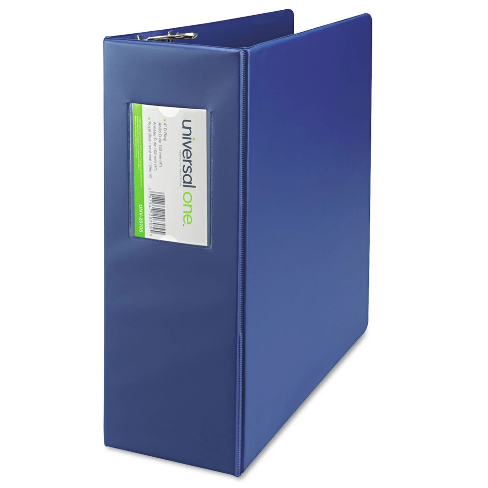 Universal UNV20705 3 Ring 4 In. Capacity Deluxe Non-View D-Ring Binder With Label Holder - Royal Blue - Image 2