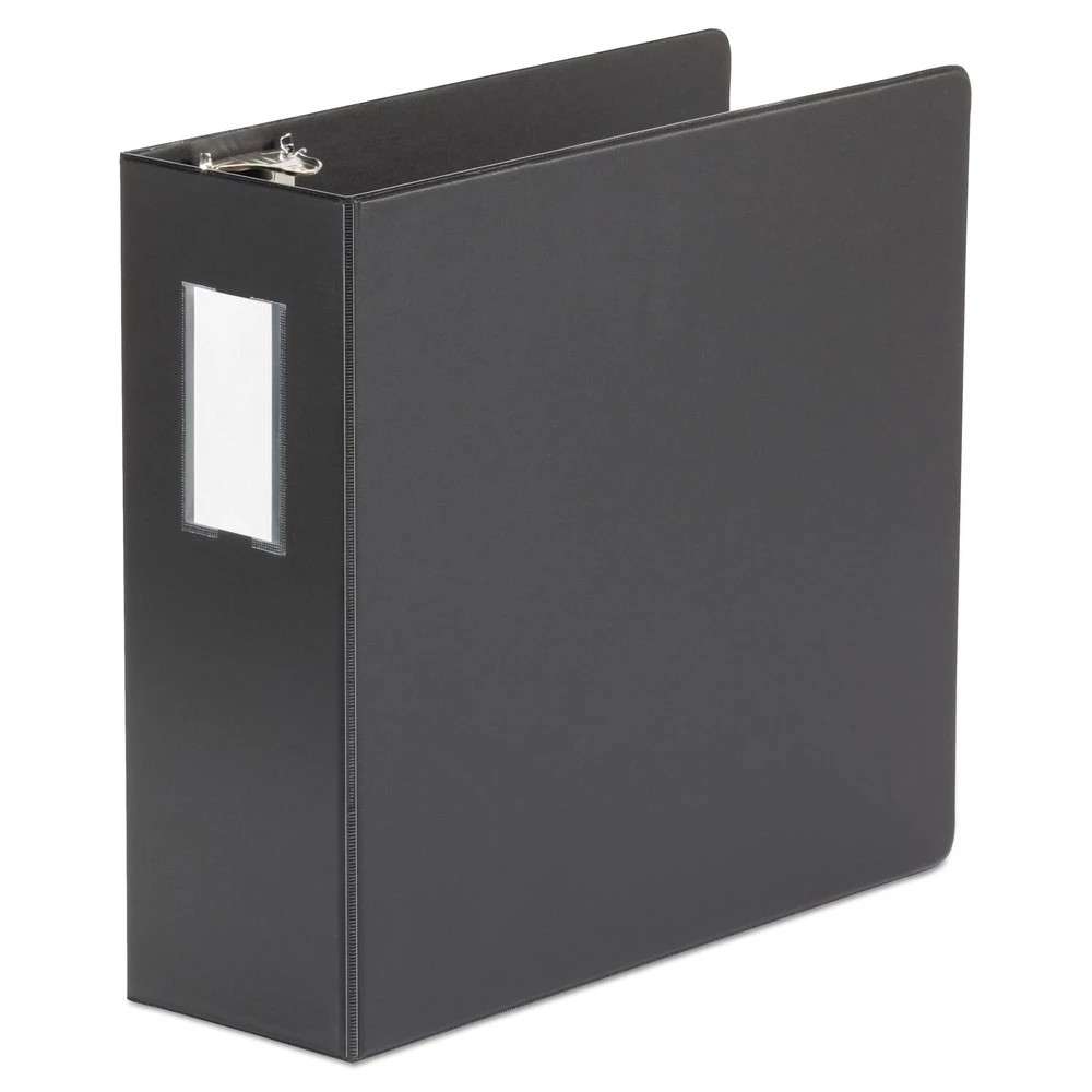 Universal UNV20706 3 Ring 4 In. Capacity Deluxe Non-View D-Ring Binder With Label Holder - Black