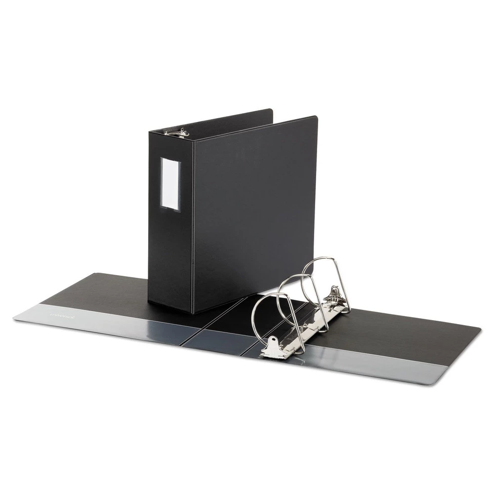 Universal UNV20706 3 Ring 4 In. Capacity Deluxe Non-View D-Ring Binder With Label Holder - Black - Image 2