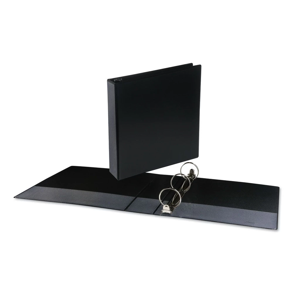 Universal UNV20731 Deluxe 2 In. Capacity 11 In. X 8.5 In. Round 3-Ring View Binder - Black - Image 3