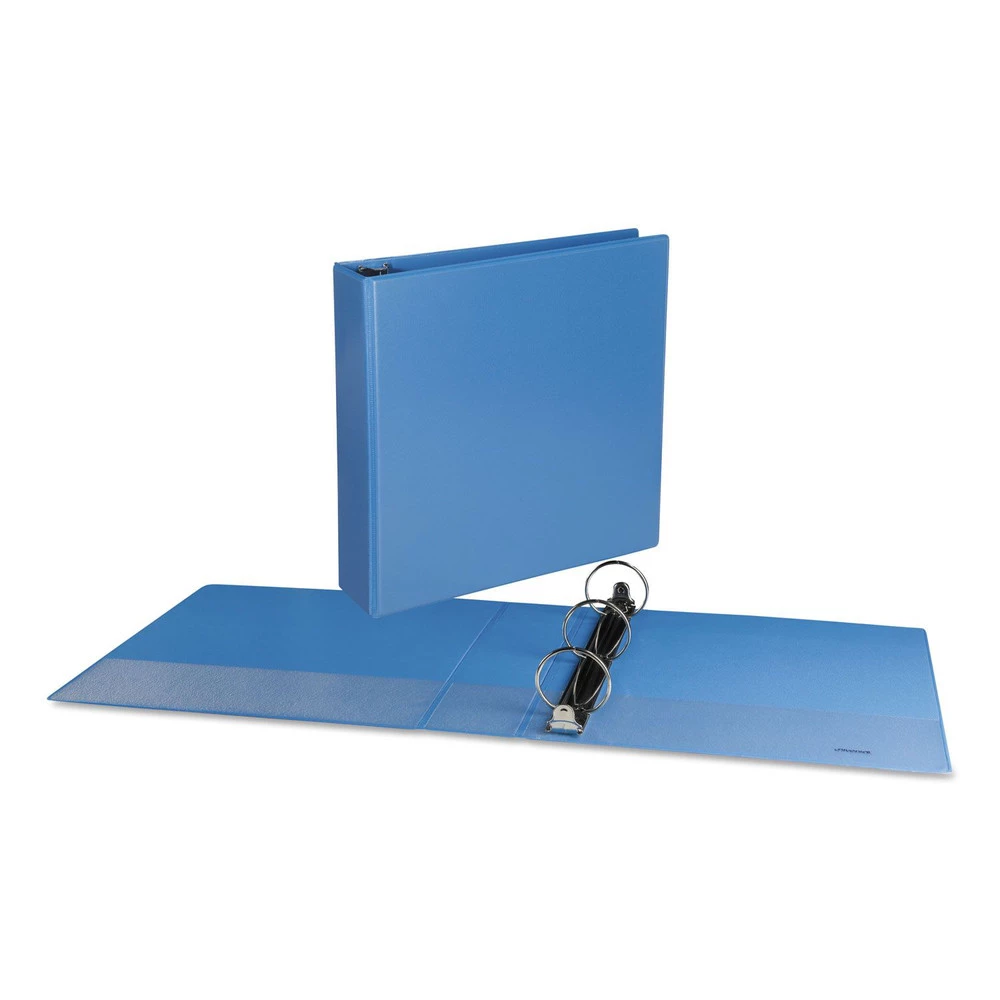 Universal UNV20733 3 Ring 2 In. Capacity Deluxe Round Ring View Binder - Light Blue - Image 3