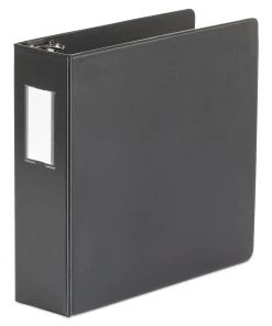 Universal UNV20791 11 In. X 8.5 In. 3 Rings, 3 In. Capacity, Deluxe Non-View D-Ring Binder With Label Holder - Black