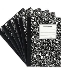 Universal UNV20946 100-Sheet Medium/College Rule 9.75 In. X 7.5 In. Composition Book - Black Marble (6/Pack)