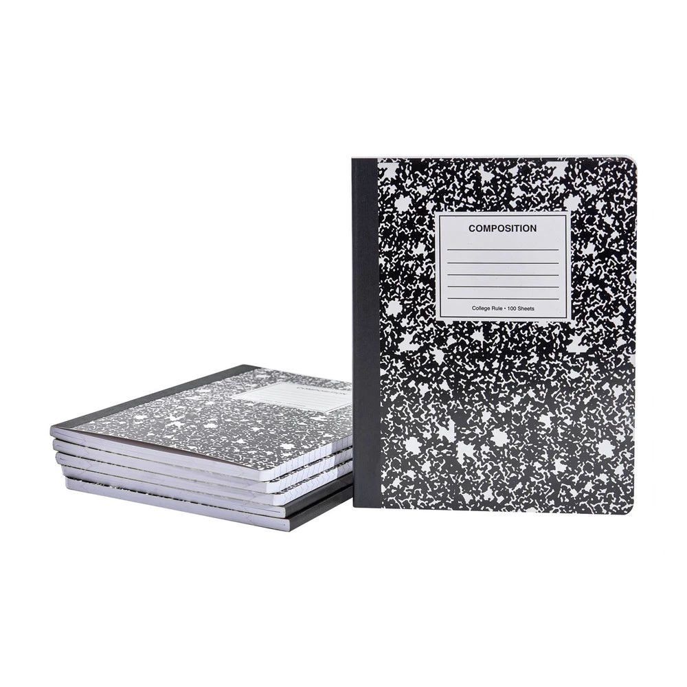 Universal UNV20946 100-Sheet Medium/College Rule 9.75 In. X 7.5 In. Composition Book - Black Marble (6/Pack) - Image 2