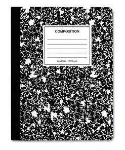 Universal UNV20950 100 Sheets 9.75 In. X 7.5 In. 4 Sq./in. Quadrille Rule, Composition Book - Black Marble