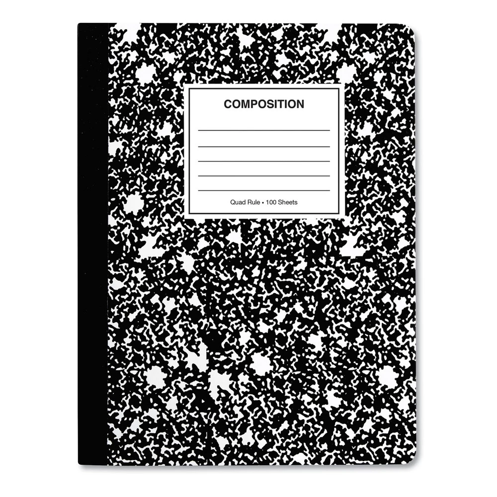 Universal UNV20950 100 Sheets 9.75 In. X 7.5 In. 4 Sq./in. Quadrille Rule, Composition Book - Black Marble