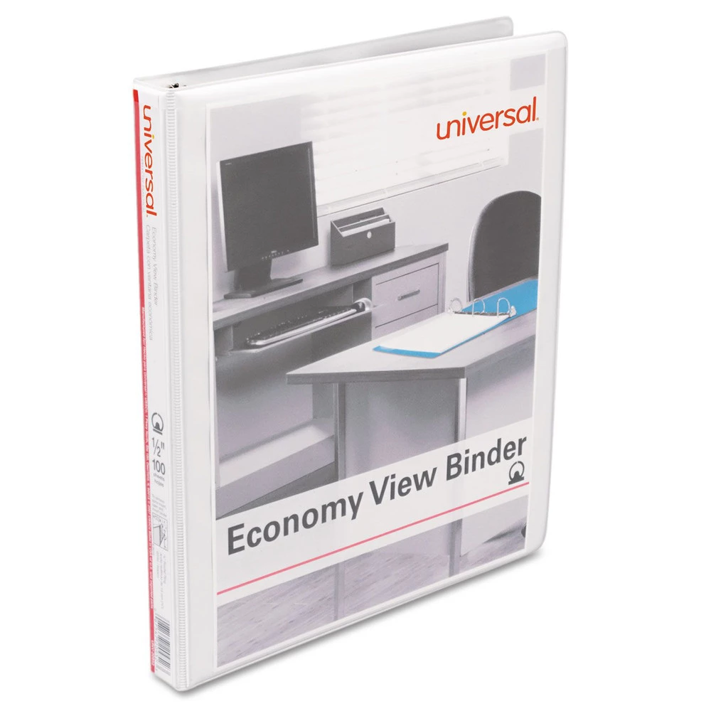 Universal UNV20952 3 Ring 0.5 In. Capacity Economy Round Ring View Binder - White - Image 6
